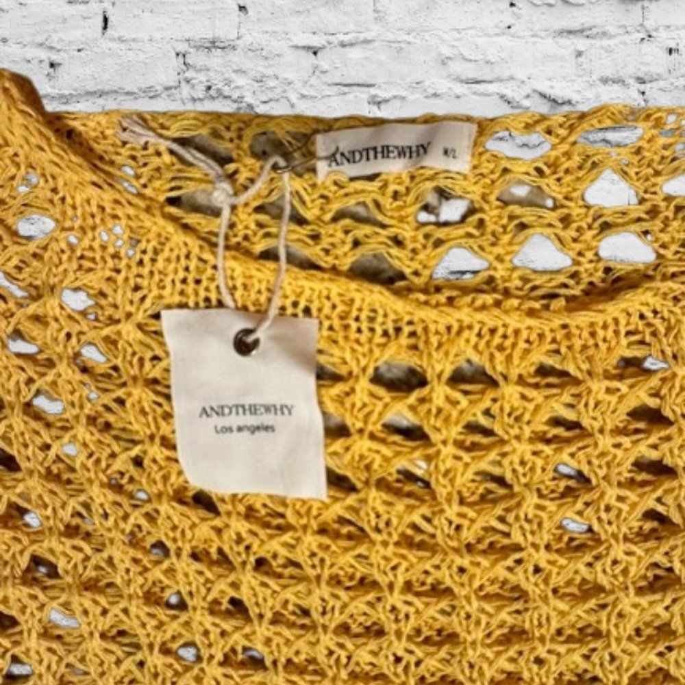 Yellow Hollow Out Sweater Top (2) 4122 NWT Boutique - Picture 7 of 8